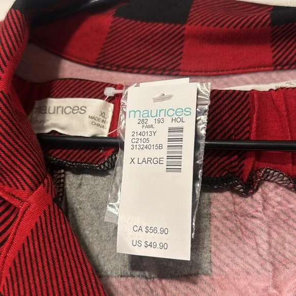 Maurices Red and Black Buffalo Plaid Pajama Set Size XXL NWT - Picture 5 of 13